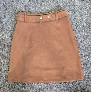 Haute Monde Tan A-Line Mini Skirt Casual
